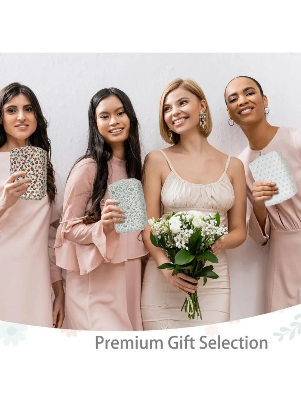 Floral Quilted Makeup Bags Set of 6 - Perfect Bridesmaid Gifts & Travel
